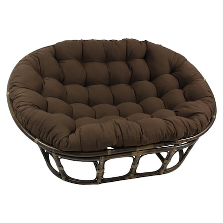 International Caravan 63 x 45 in. Rattan Double Papasan Chair with Twill Cushion, Chocolate Brown 3304-TW-CH